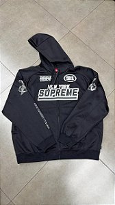 MOLETOM SUPREME FOOTBALL ZIP UP HOODED BLACK FW25-W16