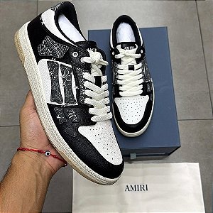 TÊNIS AMIRI SKEL TOP LOW BLACK WHITE BANDANA (COMPLETO)