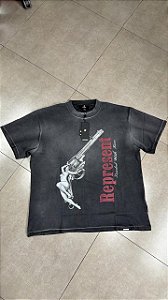 CAMISETA REPRESENT LOADED WITH LOVE WASHED BLACK