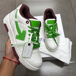 TÊNIS OFF-WHITE OUT OF OFFICE OOO LOW TOPS BUBBLE ARROW WHITE LIGHT GREEN (COMPLETO)