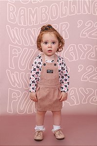 CONJUNTO BODY COM ESTAMPARA FLORAL E SALOPETE 1193 BAMBOLLINA