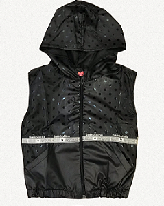 COLETE INFANTIL FEMININO CORTA VENTO PRETO COM FITA AWESOME GIRLS
