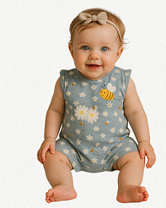 MACACAO CURTO BEBE MARGARIDAS E ABELHINHAS