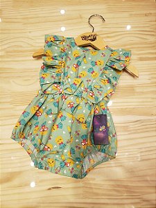 Macaquinho frufru dois laços - Abacaxi