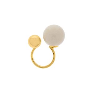 ANEL REGULAVEL ESFERAS OFF WHITE DOURADO