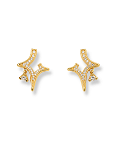 BRINCO ESTRELA 4 PONTAS ZIRCONIAS VAZADO BAN. DOURADO