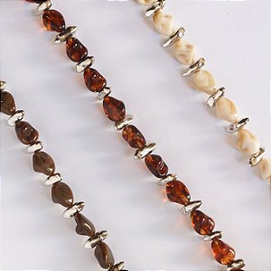 COLAR RESINA MARROM E PRATEADO ORGANICO