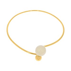 COLAR CHOKER ABERTURA FRONTAL ESFERAS OFF WHITE DOURADO