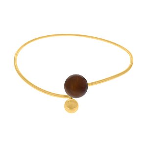 COLAR CHOKER ABERTURA FRONTAL ESFERAS MARROM DOURADO
