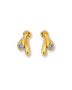 BRINCO EAR JACKET 2 EM 1 GOTA COM CRISTAL DOURADO