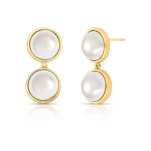 BRINCO PENDULO 2 PEROLA SHELL DOURADO