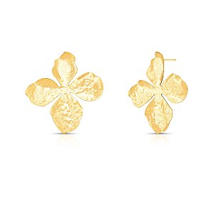 BRINCO FLOR ORGÂNICA TEXTURIZADA BAN.DOURADO