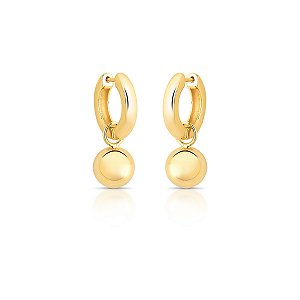 BRINCO ARGOLA COM PINGENTE ESFERA DOURADO