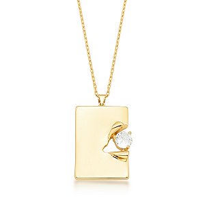 COLAR PLACA ORGANICA COM CRISTAL 3 GARRAS