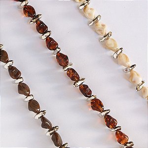 COLAR RESINA MARROM E PRATEADO ORGANICO