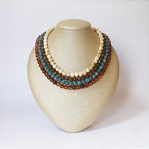 COLAR RESINA BOLINHAS AMBAR