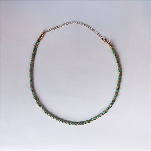 COLAR CORDAO BAIANO COM SISAL TURQUESA