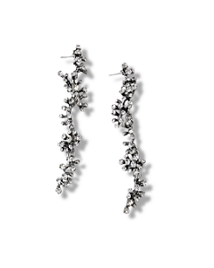 BRINCO PENDULO CORAL FESTA STRASS PRATEADO