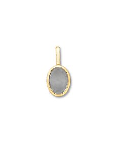 PINGENTE C/ FECHO PEDRA CRISTAL OVAL CINZA