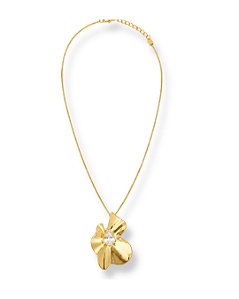 CORRENTE C/ PING PEDRA GOTA 3 GARRA FLOR ORGANICO CURVO VAZADO BAN. DOURADO /TAM. 45