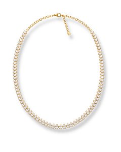CORRENTE CHOKER PEDRA GOTA 4 GARRAS QUADRADO RIVIERA 5MM BAN. DOURADO