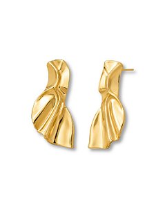 BRINCO LONGO DOURADO LISO TEXTURIZADO ORGANICO CURVO