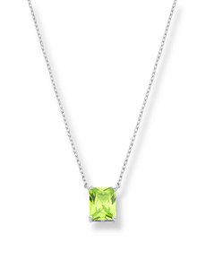 COLAR PERIDOTO VERDE LIMÃO RETANGULAR 4 GARRAS SEMI JOIA BAN.RODIO