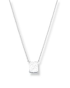 COLAR ZIRCONIA INCOLOR RETANGULAR 4 GARRAS SEMI JOIA BAN.RODIO
