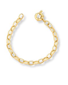 PULSEIRA LISA ELOS OVAIS FECHO BOIA SEMI JOIA BAN.DOURADO