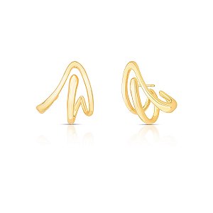 BRINCO FIO CURVO TRIAGULO COLUNAS SEMI JOIA BAN.DOURADO