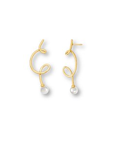 BRINCO FIO TORCIDO PEROLA SHELL SEMI JOIA BAN.DOURADO