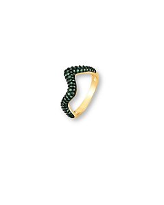 ANEL ORGANICO TRIANGULAR CURVO ZIRCONIA VERDE ESCURA BAN. 2 TONS TAM. 16