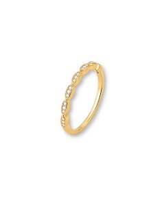 ANEL FINO NAVETE COM ZIRCONIAS INCOLOR BAN. DOURADO /TAM. 16