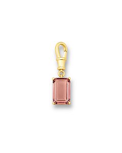 PINGENTE C/ FECHO PEDRA RETANGULAR ROSA CLARO BAN. DOURADO