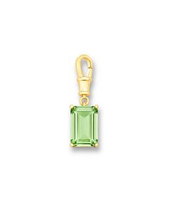PINGENTE C/ FECHO PEDRA RETANGULAR VERDE BAN. DOURADO