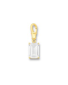 PINGENTE C/ FECHO PEDRA RETANGULAR INCOLOR BAN. DOURADO