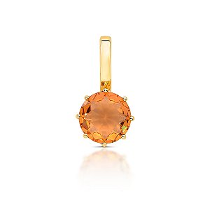 PINGENTE C/ FECHO PEDRA LARANJA REDONDA 8 GARRAS