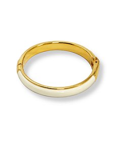 BRACELETE FINO ESMALTADO OFF WHITE DOURADO