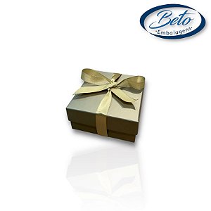 Caixinha Dourado Conjunto Rígida -  10x10x3 C/Laço