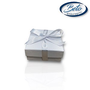 Caixinha Branca Conjunto Rígida - 10x10x3 C/Laço