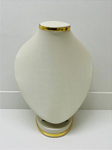 BUSTO ABAJUR OFF WHITE COM FRISO