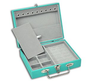 Maleta / Porta-Joias Pequeno - Tiffany Blue / Cinza