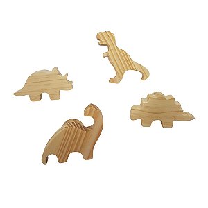 Conjunto com 4 dinossauros em madeira