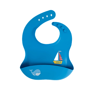 Babador Cata Migalhas De Silicone Ursinho Navy Azul Büp Baby