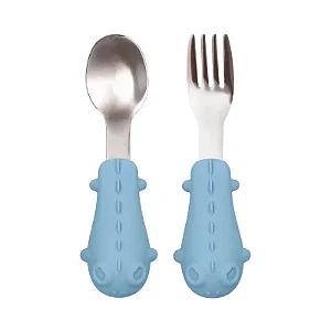 Kit Talheres Cabo em Silicone Azul - Buba