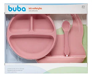 Kit Refeição Em Silicone Rosa - Buba