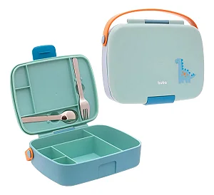 Bento Box Marmita Infantil c/ Divisórias e Talheres - Dino - Buba