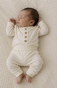 Conjunto Bebê Loungewear Slim Fit | Liso Off White