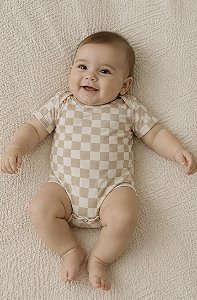 Body de Bebê Manga Curta | Racer Beige