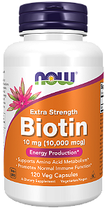 BIOTINA 10.000MCG (10MG) 120 CÁPSULAS NOW FOODS